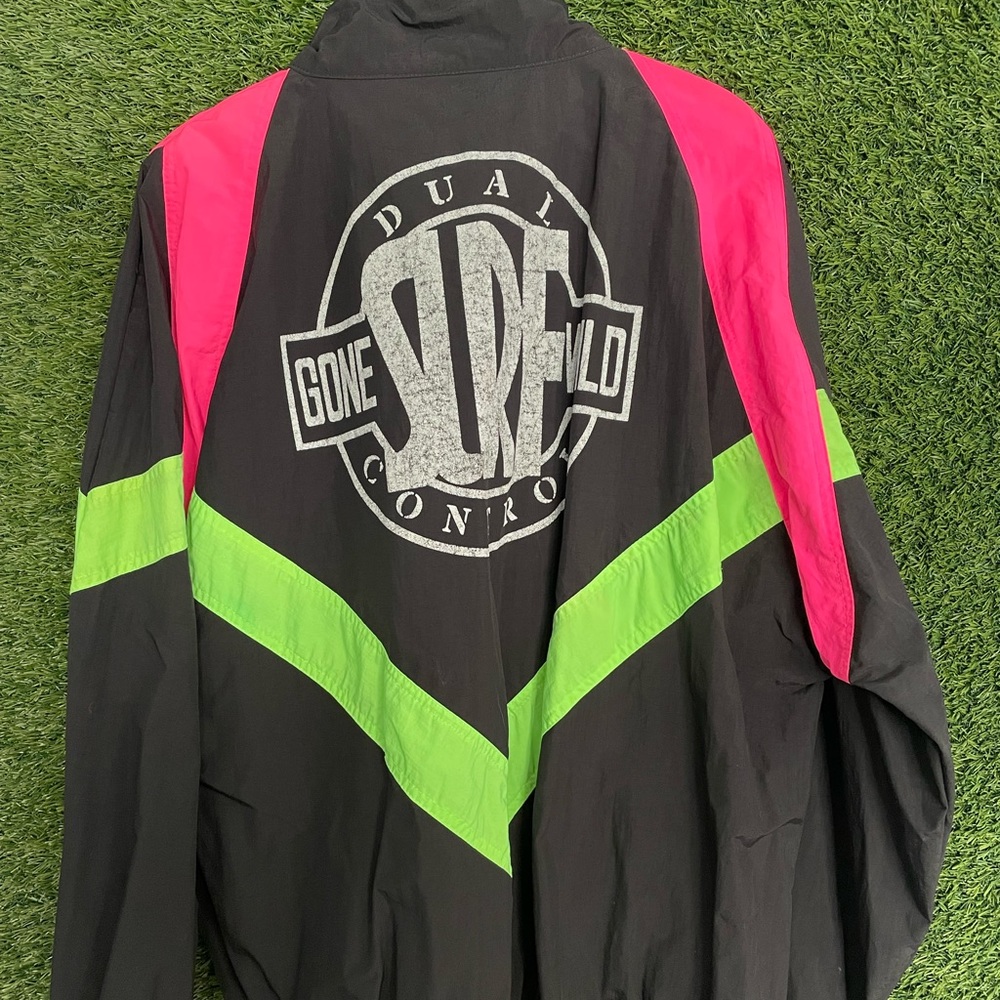 Vintage Dual Control Nylon Windbreaker Full Zip Jacket Neon Colors 90s